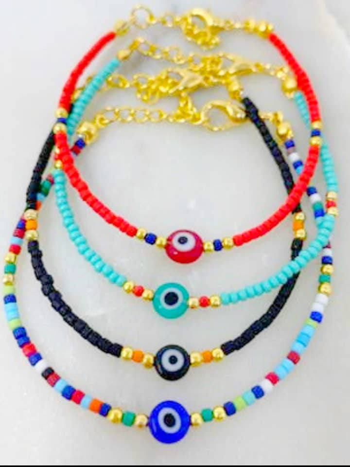 Evil eye colourful miyuki beaded bracelet for wholesale by Nai Gifts