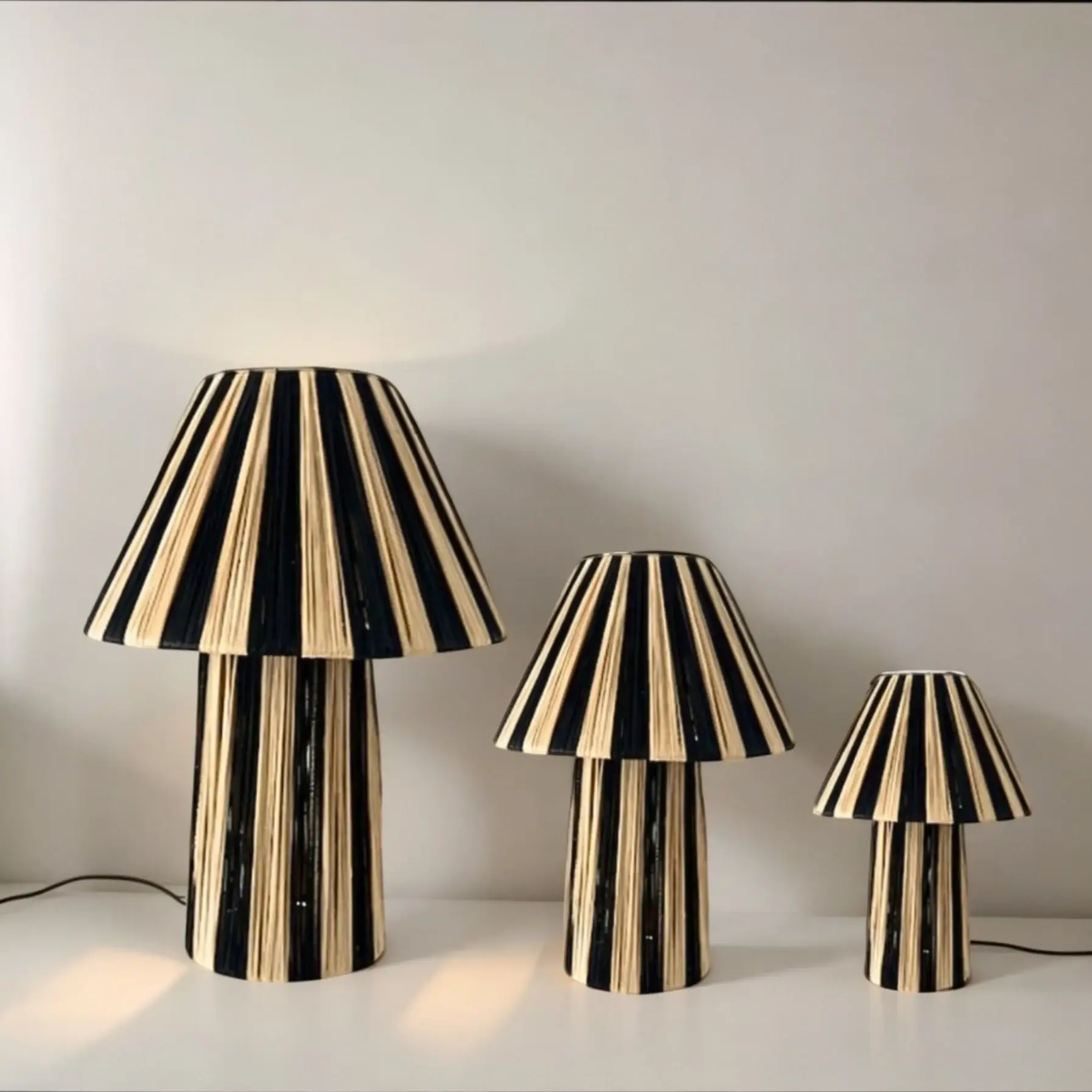 Moroccan Natural bazaar - Wholesale Accent/Desk Lamp - Table raffia lamp with stripes, TABLE LAMPSHADES Moroccan5