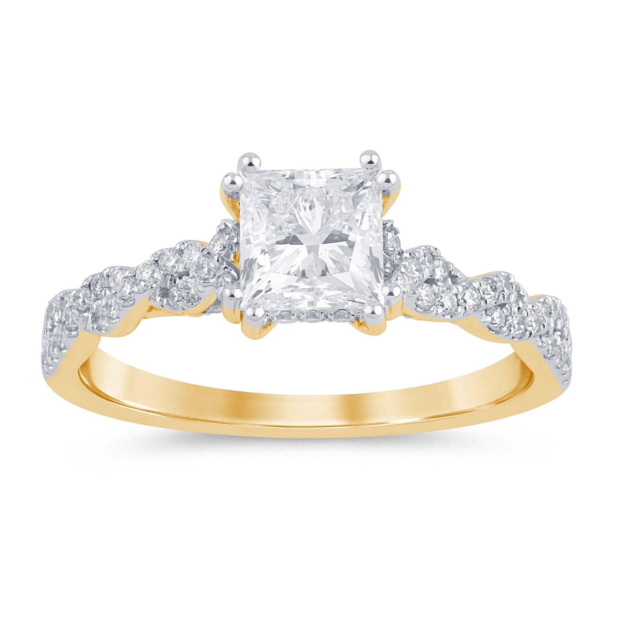 White Rock - Vendita all'ingrosso Anelli di fidanzamento - Anello con diamante sintetico taglio princess da 1,33 CTW Vs in oro 14K1