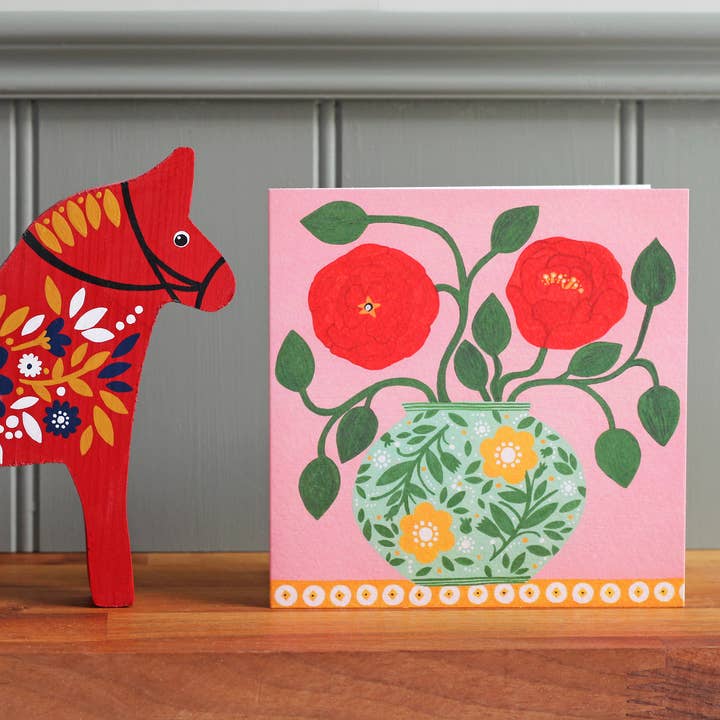 Red Peonies Greeting Card for wholesale by Sian Summerhayes