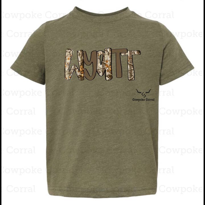 CUSTOM CAMO NAME YOUTH TEE for wholesale by Cowpoke Corral