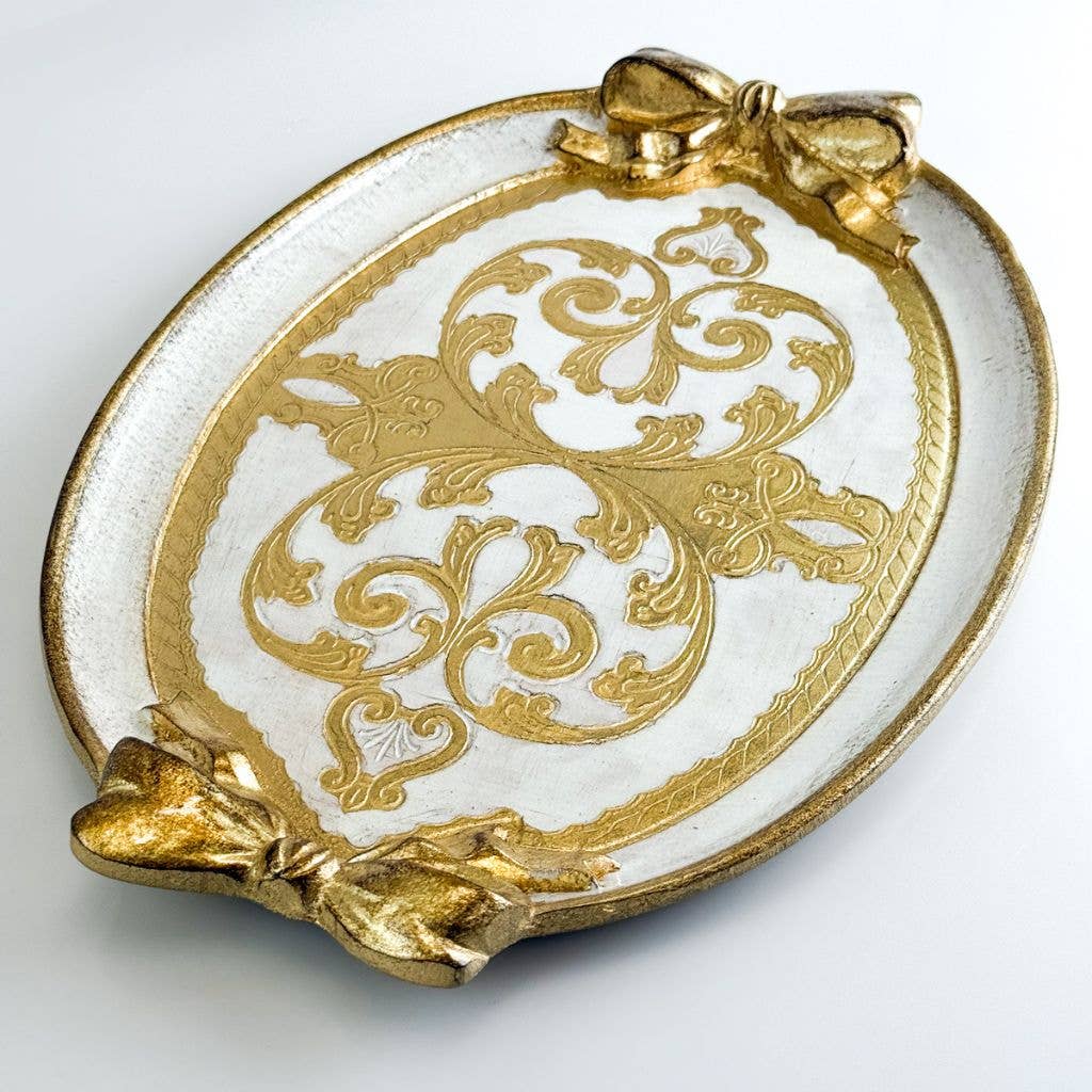 Via Graceffo - Wholesale Decorative Tray - Florentine Carved Oval Bow Tray, Made in Italy7