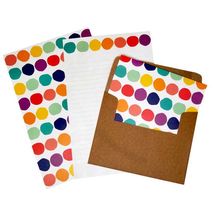 beve! - Wholesale Stationery/Notecard Set - Rainbow Dot Letter Writing Set2