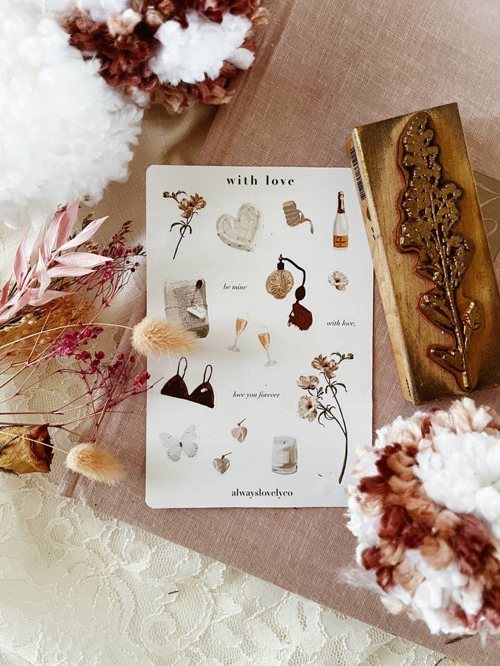 With Love Sticker Sheet for wholesale by alwayslovelyco