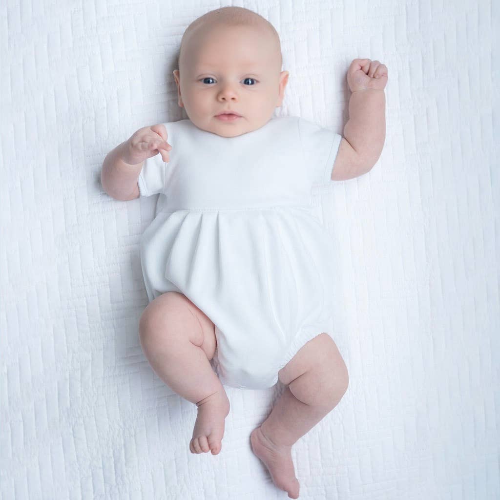 Magnolia Baby - Wholesale Bodysuit (Non-Footed) - Baby - Essentials Bubble - White with Blue Picot Trim