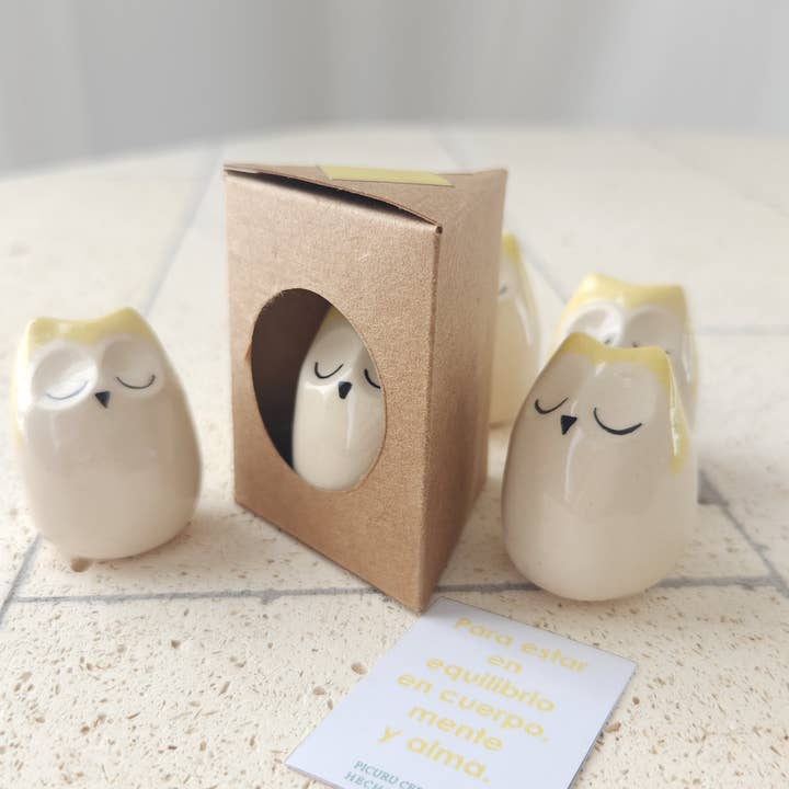 Picuru ceramicas - Vente Figurine décorative - Amulette Hibou Énergétique (5 langues)5