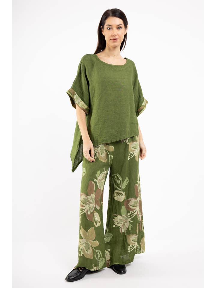 Shyloh - Wholesale Pants - Women's - Wide-leg pants with elastic waistband and floral print, 206597