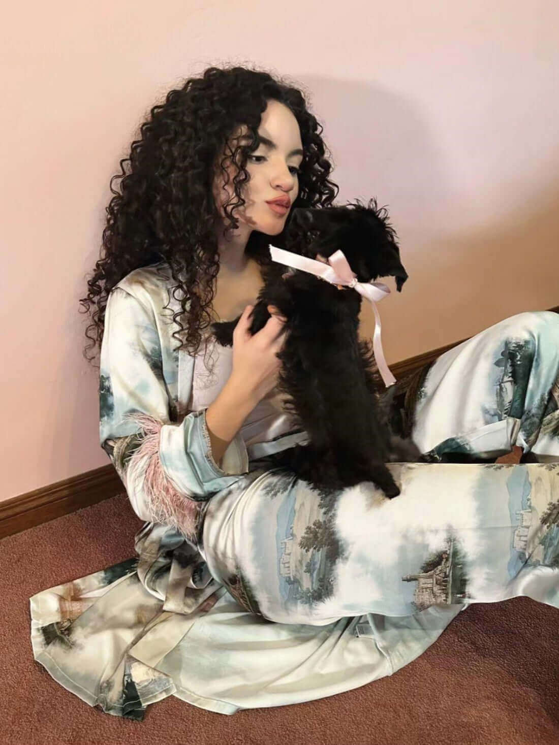 vert Ensemble de pyjama paysage 3 pièces plume en vente sur Faire10