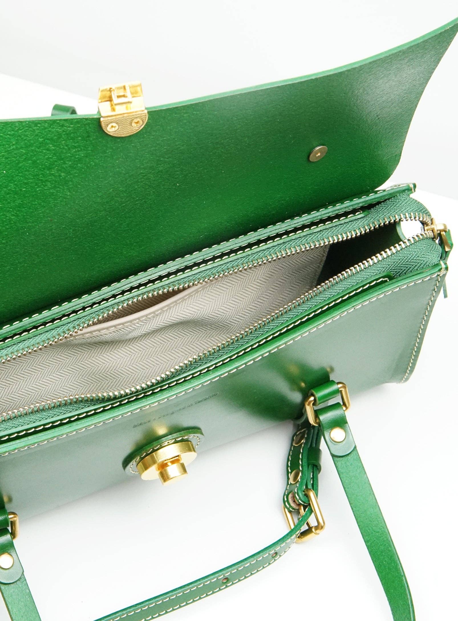 UPPDOO - Wholesale Satchel - Women's - Vive 2.0 Classic Baguette Satchel- Pine Green3