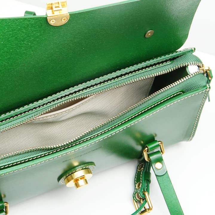 UPPDOO - Wholesale Satchel - Women's - Vive 2.0 Classic Baguette Satchel- Pine Green3