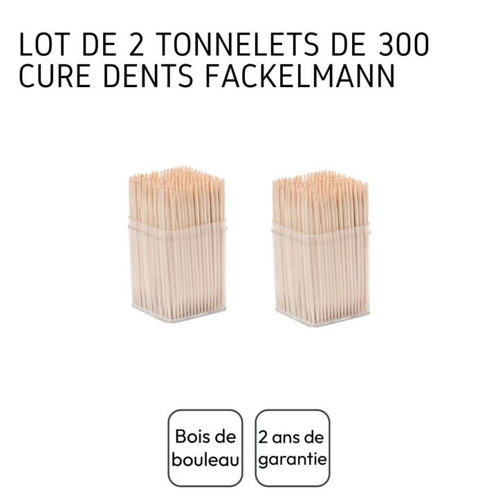 Fackelmann - Wholesale Tooth picks/party picks - Set of 2 kegs of 300 wooden toothpicks with lid3