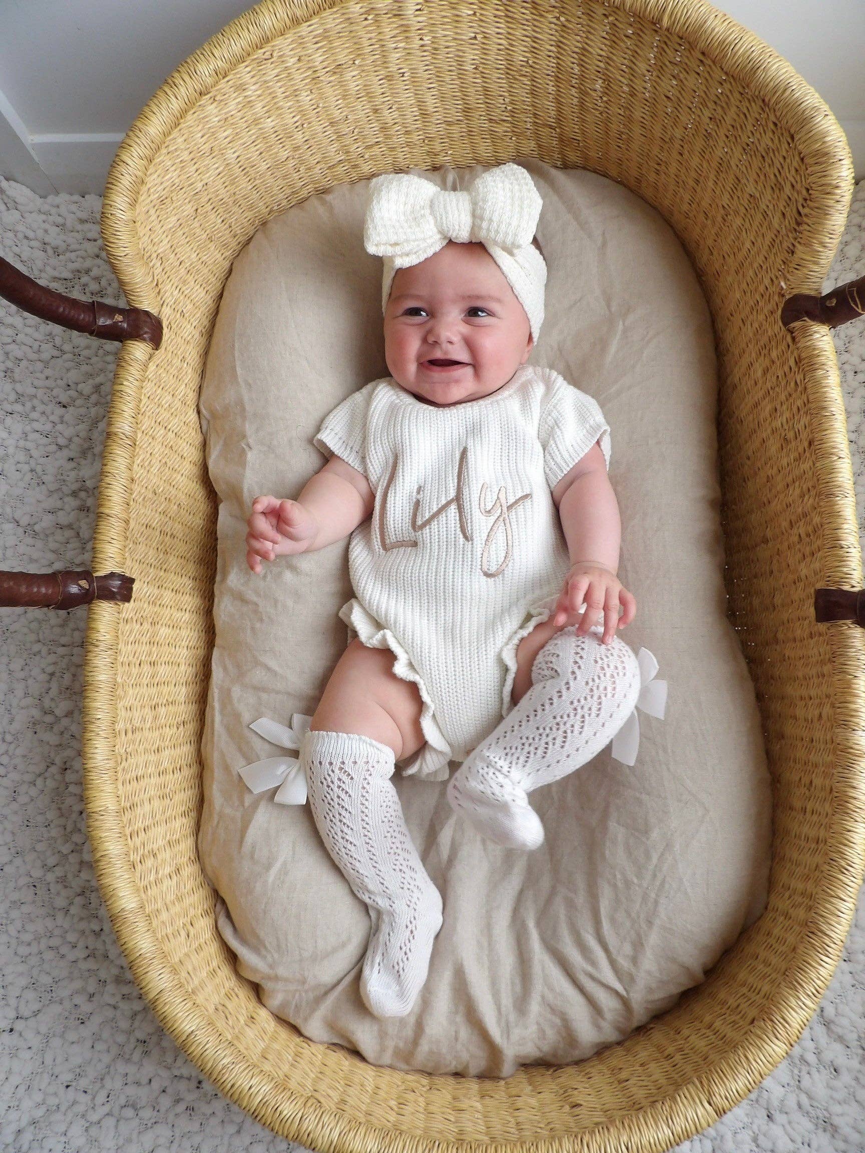 Petite + Co - Wholesale Jumpsuit - Baby - RIBBED LEG FRILL ROMPER (SHORT SLEEVE) - MILK1