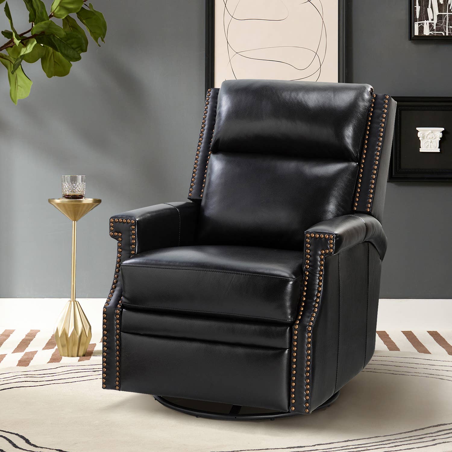 Karat Home - Wholesale Chair - Louise Genuine Leather Swivel Rocker Recliner19