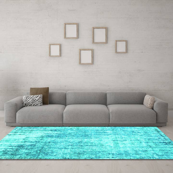 Tapis industriels de couleur turquoise orientale lavables en machine pour la vente par Ahgly