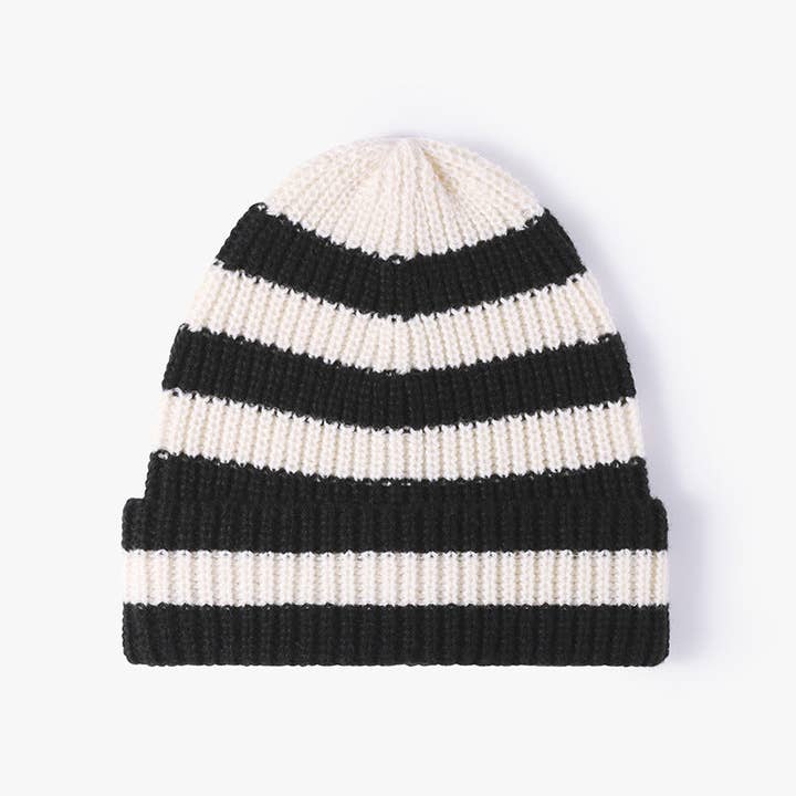 Dipped Shop - Wholesale Beanie - Dames - Trendy Gestreepte Kleurblok Verdikte Muts DP25F6370