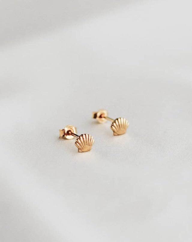 REDCHERRYBLVD - Vendita all'ingrosso Orecchini a bottone - Orecchini a lobo con conchiglia in vermeil 18k