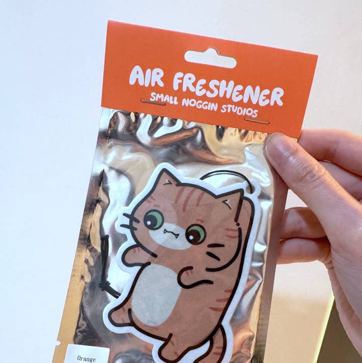 Small Noggin Studios - Wholesale Car Freshener - Unisex - Hanging Orange/ Ginger Cat Air Freshener, Orange Scent0
