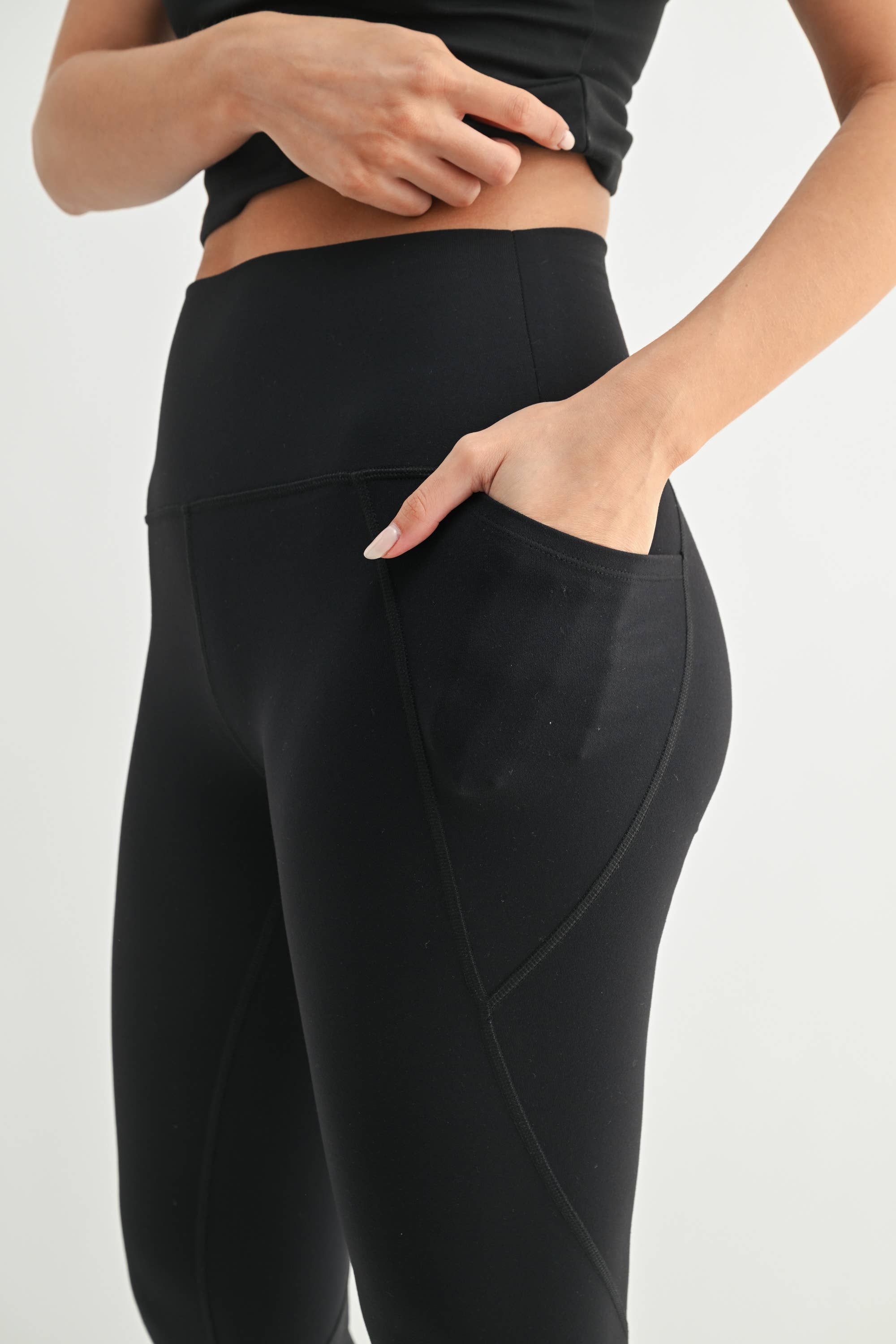 Mono B - Vente Legging de sport/d'intérieur – femme - Legging taille haute solide avec bande fuselée3