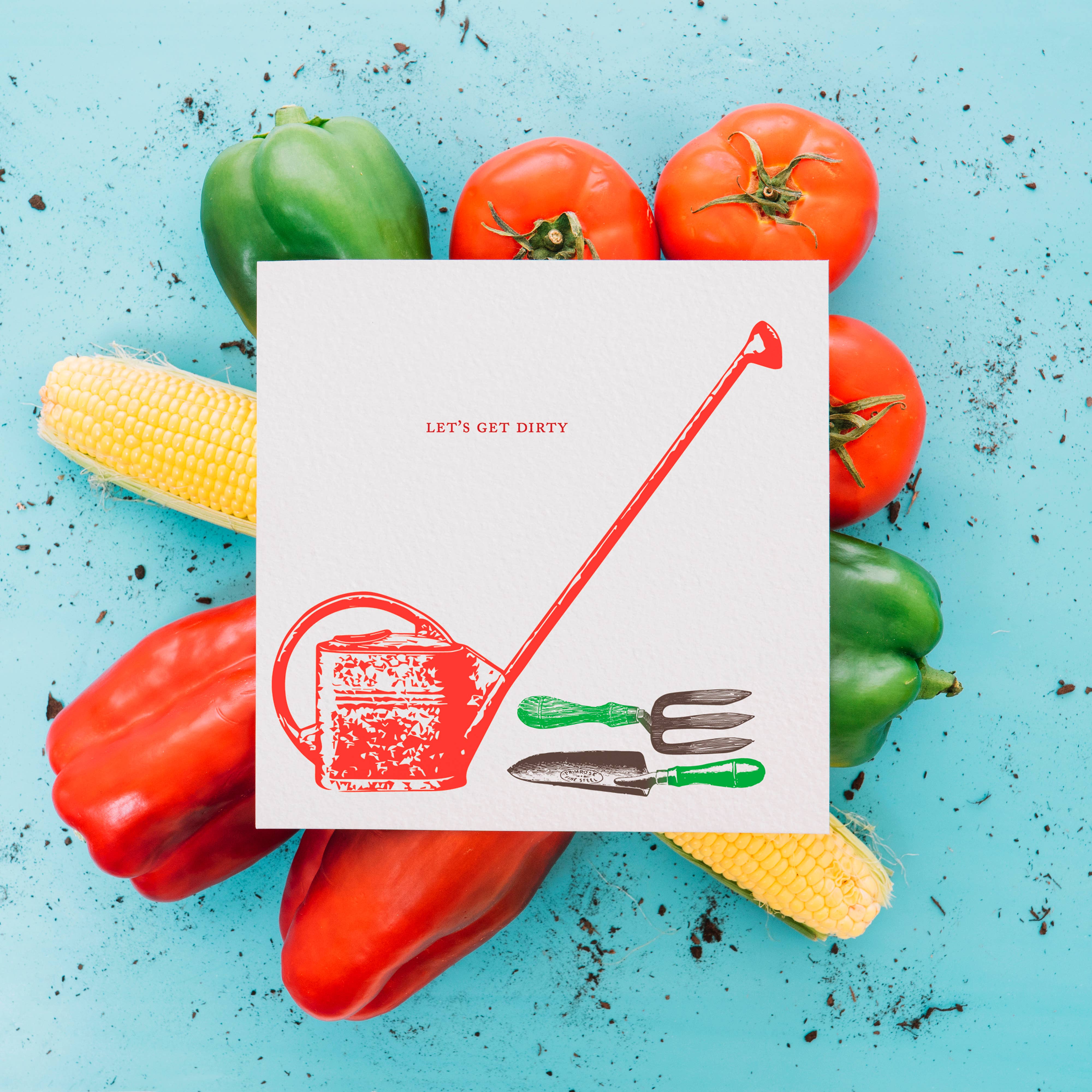 Ampersand M Studio - Vente Cartes de déclaration d'amour - Carte de vœux sexy de la Saint-Valentin "Get Dirty Garden Tools".2