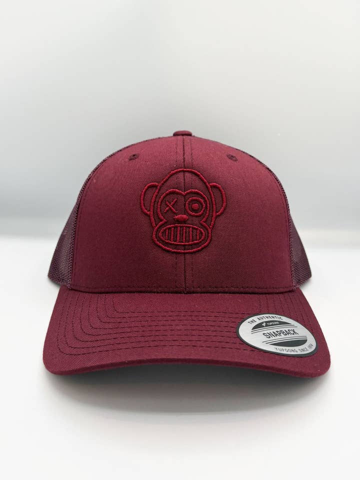 Loco Monky trucker cap Pure Crazy Embroidered Maroon for wholesale by LOCO MONKY