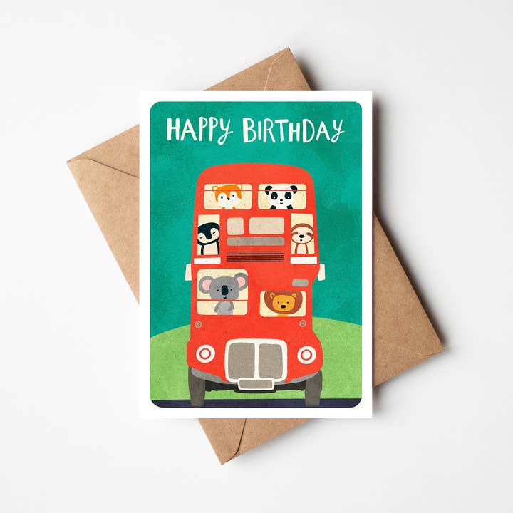 Cake and Crayons – wholesale Birthday card – Happy Birthday - bus - Greetings Card