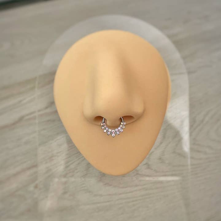 Elara Body Jewelry - Wholesale Nose Ring - Silver Septum Piercing (16G | 8mm or 10mm | Surgical Steel | Multiple Color Options)5