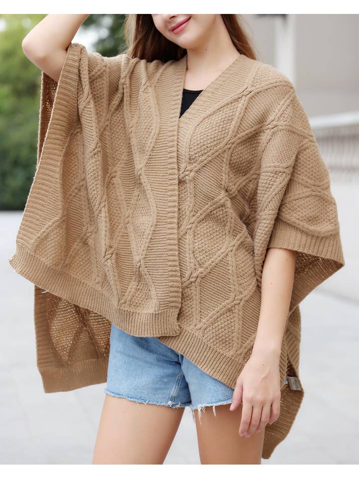 JC Sunny Fashion - Vendita all'ingrosso Cardigan - Donna - JC063337 Ruana lavorata a maglia con motivo a pesci a 5 colori8