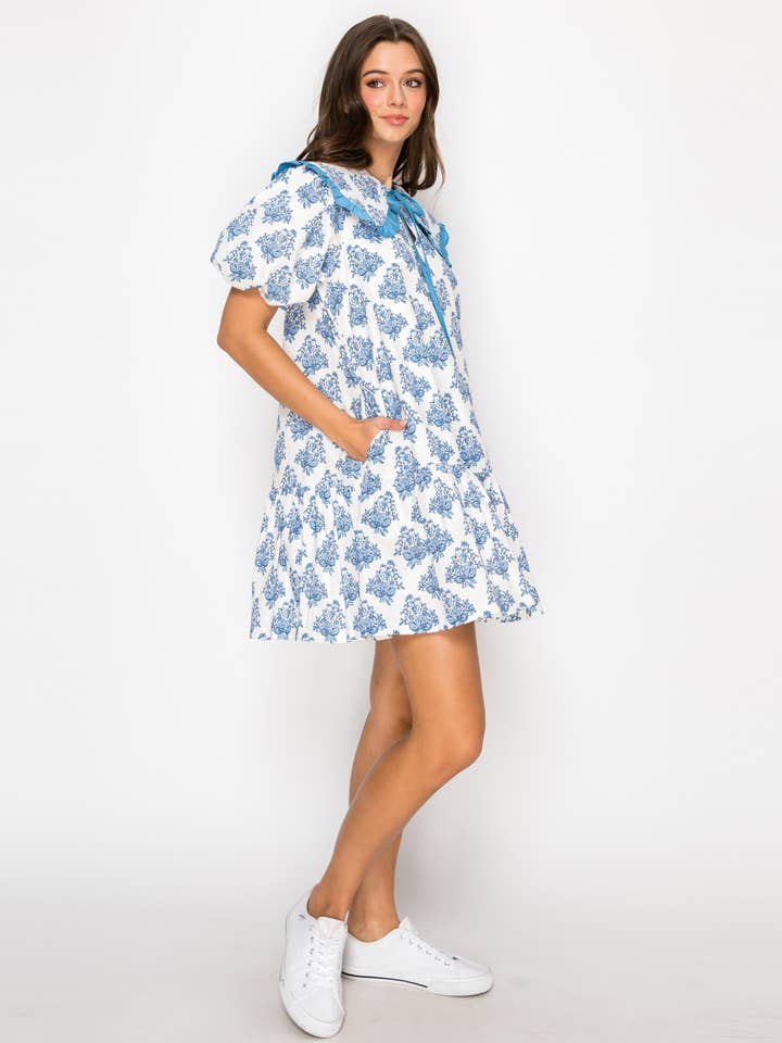 LoveWednesday - Wholesale Dress - Women's - Ajrak Print Cotton Mini Dress With Collar - LWD2915