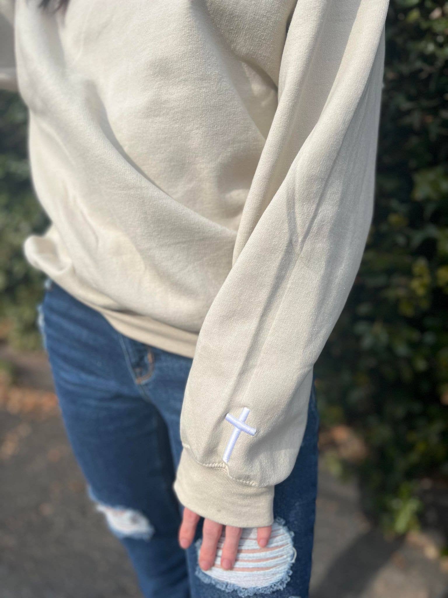 Adelle Linen - Wholesale Sweatshirt - Women's - Child of God Embroidered Sweatshirt7