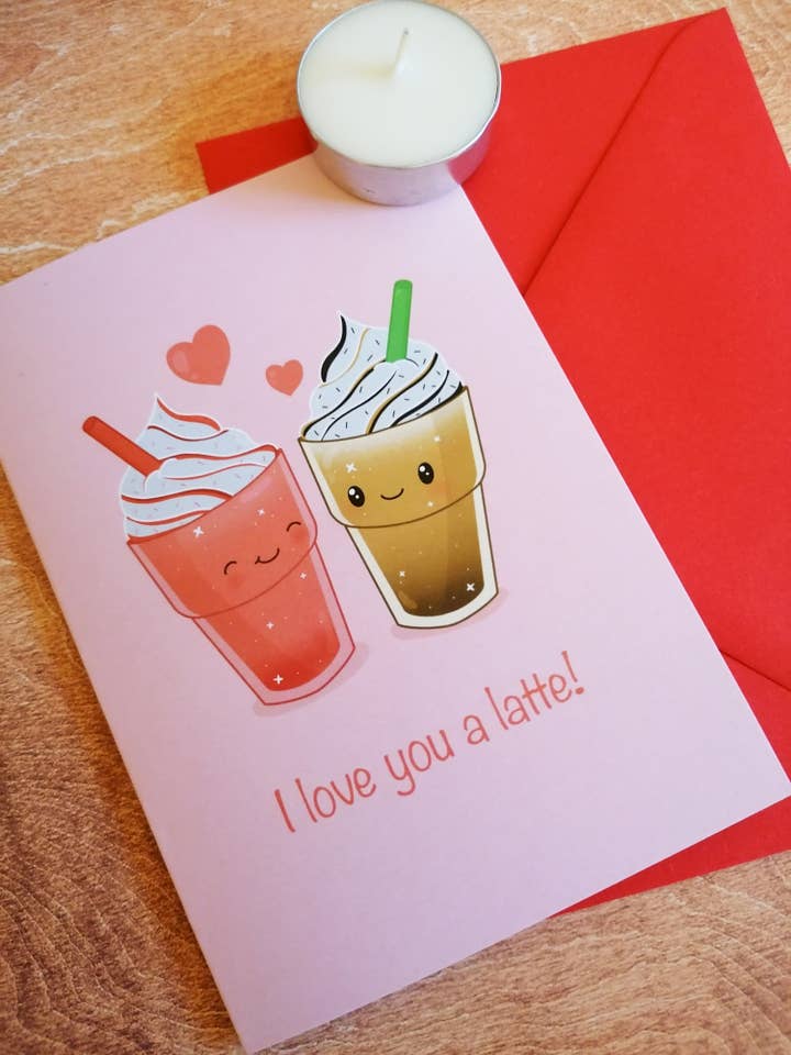 I love you a latte card, Card for lovers, Valentines card for wholesale by KimspirationCrafts