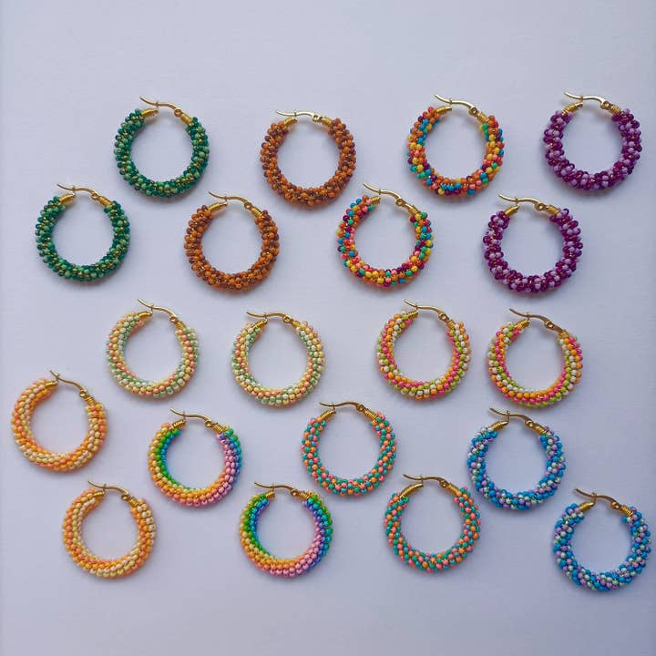 Embroidered Beaded Earrings | Multicolor for wholesale by Kolorya