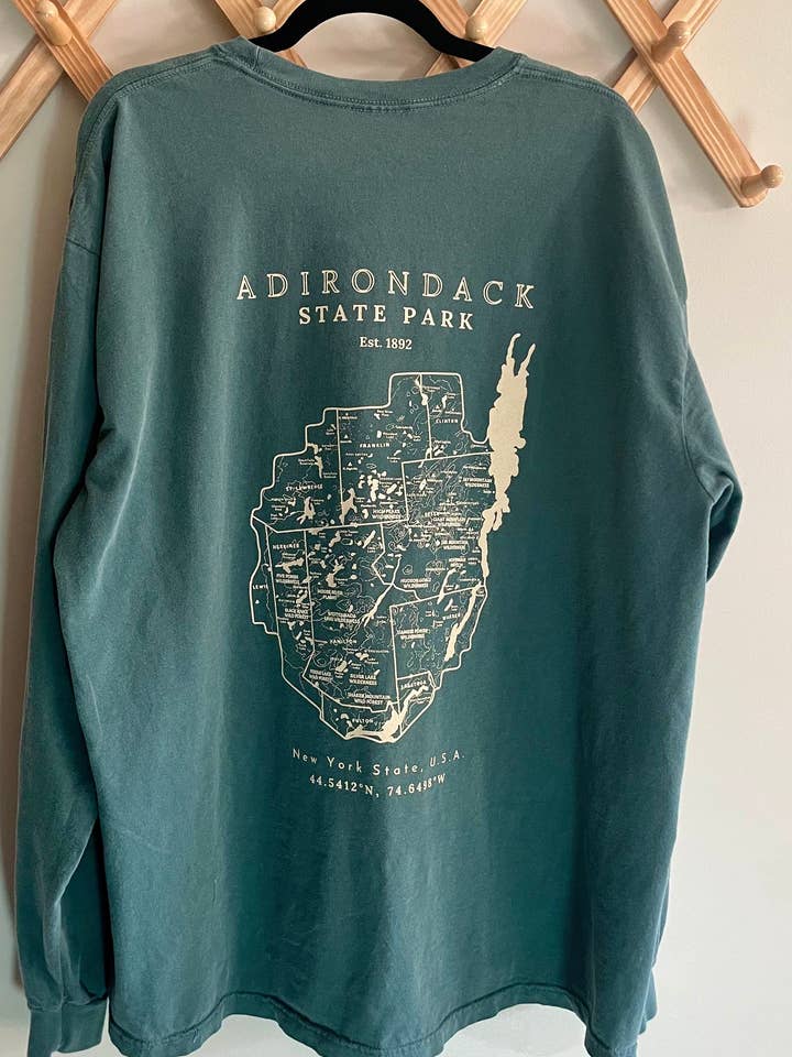 Just Wandering Co. - Wholesale Screen Printed T-Shirt - Women's - Adirondack Park Long Sleeve Shirt | Plattsburgh, New York |6