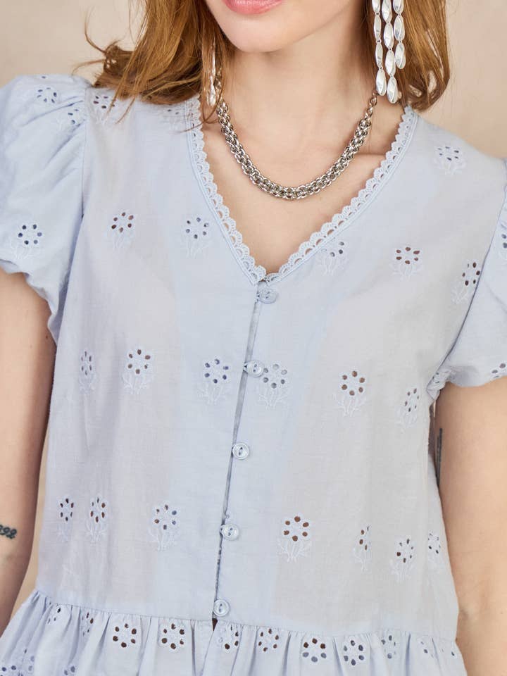 LULUMARY - Wholesale Button Down Shirt - Women's - Embroidered shirt CH36414
