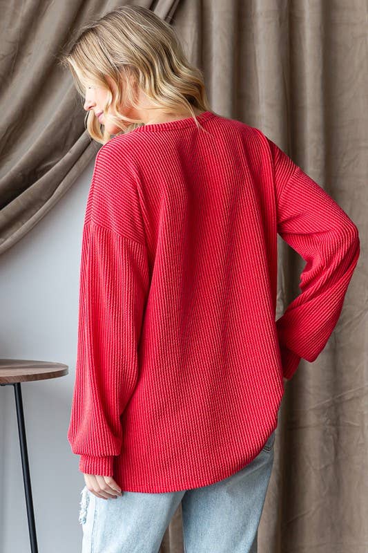 HEIMISH - Wholesale Tunic - Women's - ET7657-12 SOLID URBAN RIBBED SEQUINS CHRISTMAS TOP11