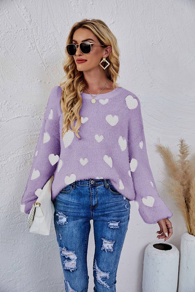 Miss Sparkling - Wholesale Knit Sweater - Women's - All over heart sweater4