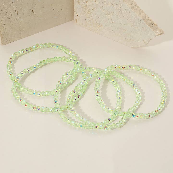 Sensibling Corp. - Wholesale Jewelry Set - 5PCS - Sparkling Faceted Beaded Stackable Stretch Multi Layered Bracelet10