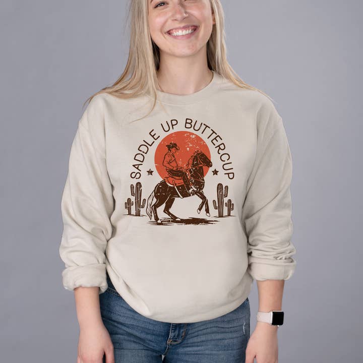 Saddle Up Buttercup Crewneck Sweatshirt for wholesale by Untamed Country