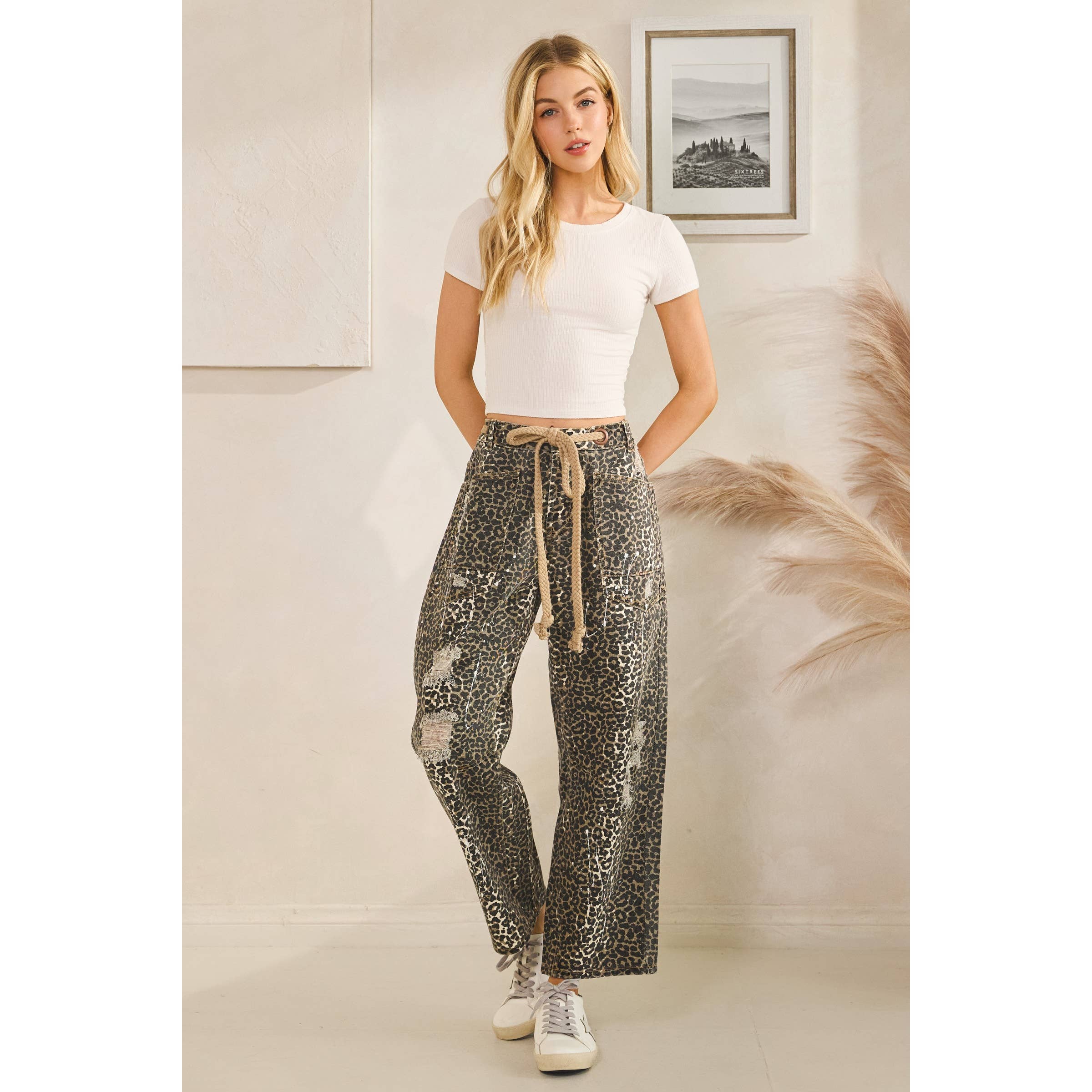 LÉOPARD MOKA PANTALON CAMOUFLAGE DÉLAVÉ ET USÉ en vente sur Faire3