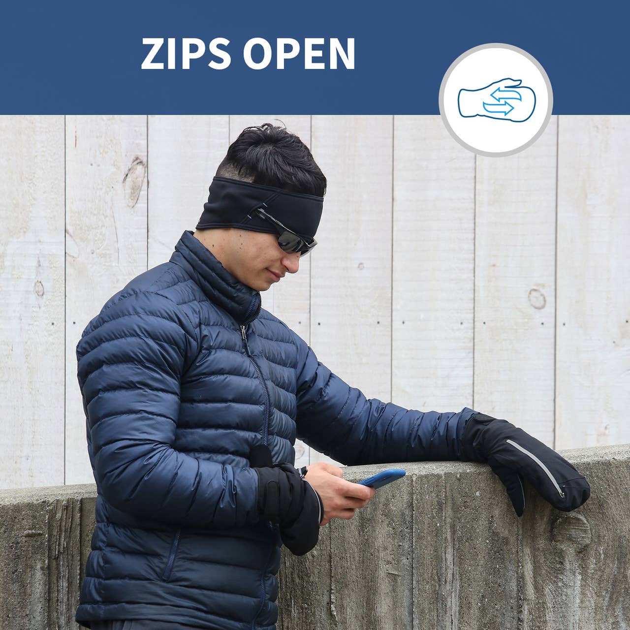 TrailHeads - Wholesale Mittens - Men's - Men's Convertible Zip Mitts - Winter Running Mittens4