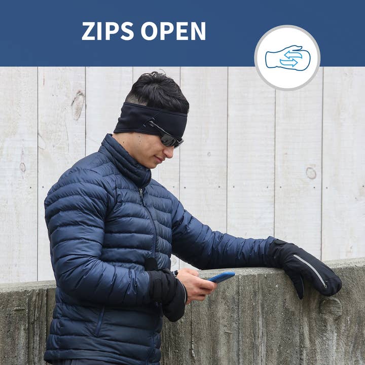 TrailHeads - Wholesale Mittens - Men's - Men's Convertible Zip Mitts - Winter Running Mittens4