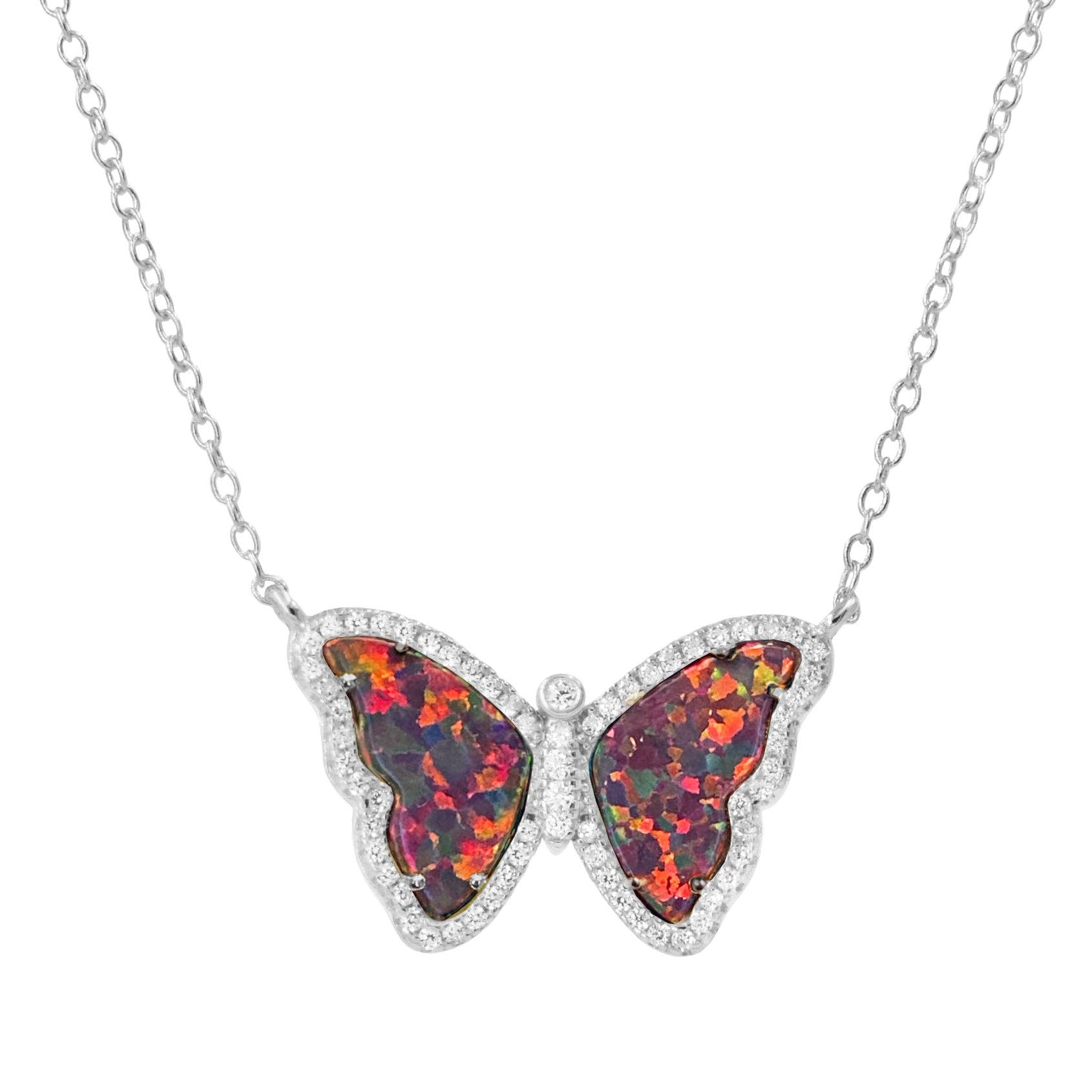 Kamaria Jewelry - Wholesale Pendant/Charm Necklace - Opal Butterfly Necklace With Crystals50