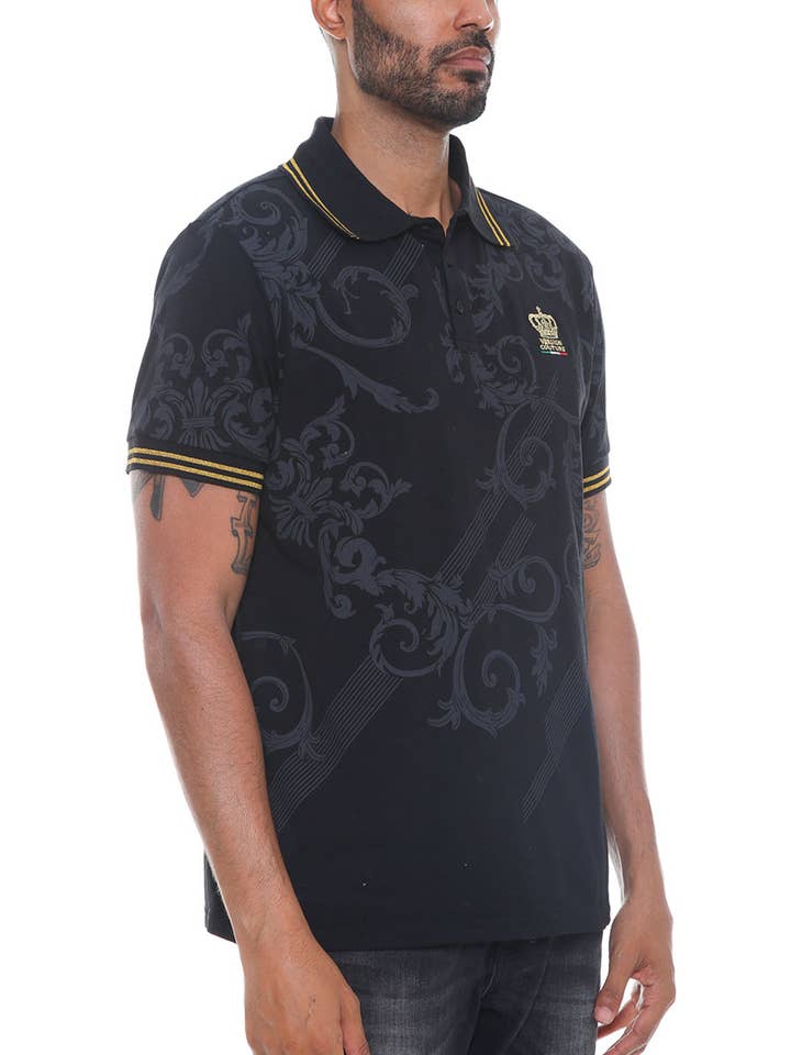 WEIV - Wholesale Polo - Men's - Version Couture Print Polo Button Down Shirt Cotton Blend
