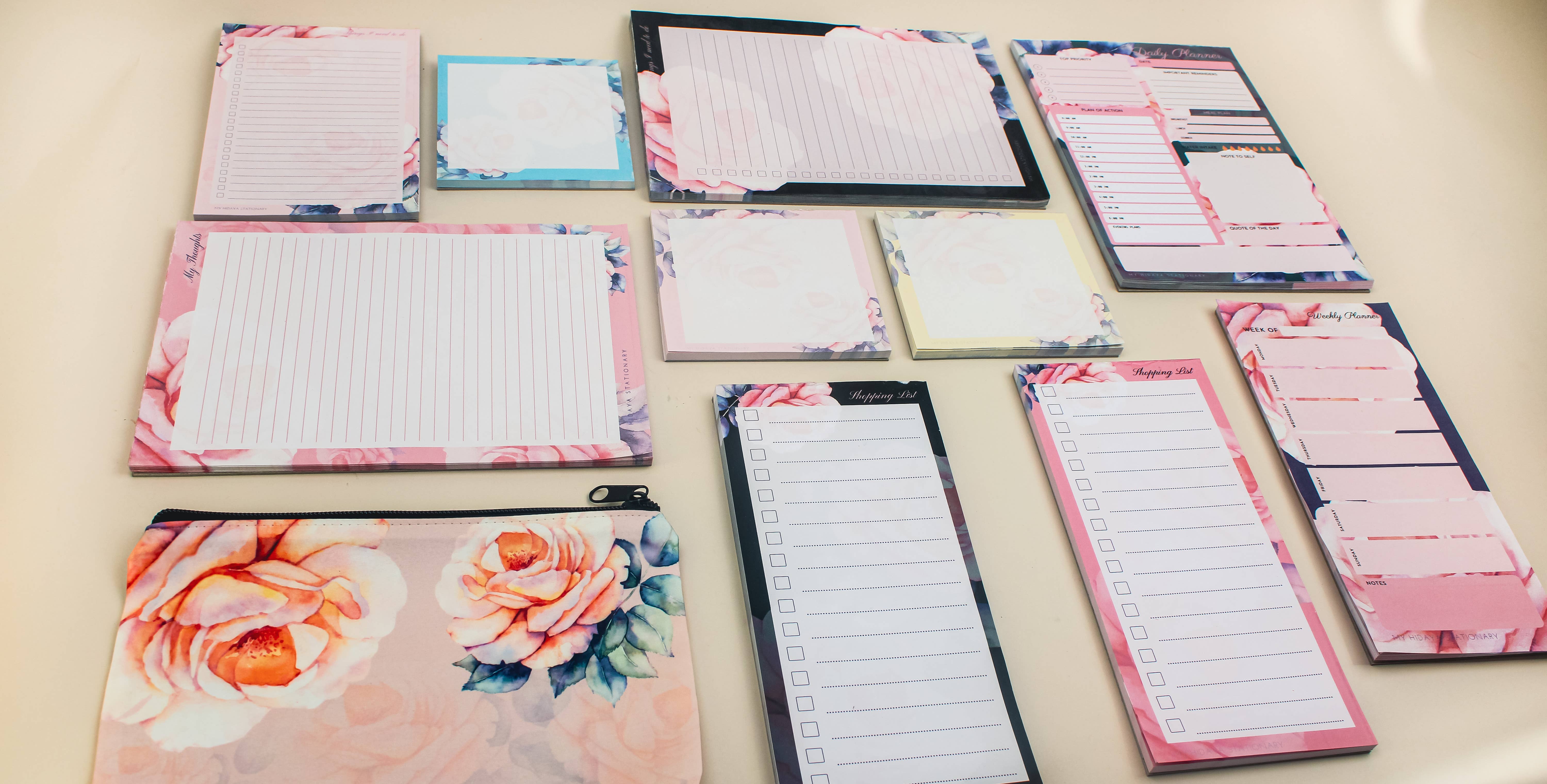 My Hidaya - Venta al por mayor Libretas - Pink Rose Series DL Shopping List - Bloc de escritorio1