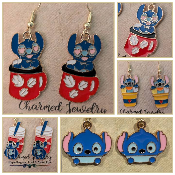 Con-Quest Crafts - Wholesale Dangle Earrings - Inspired by Stitch, Classic Alien Inspired Accessories1