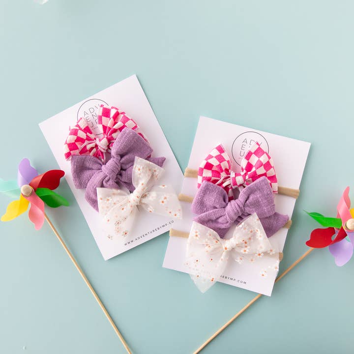May Bow Set (headband or clip) for wholesale by Modern Piggy
