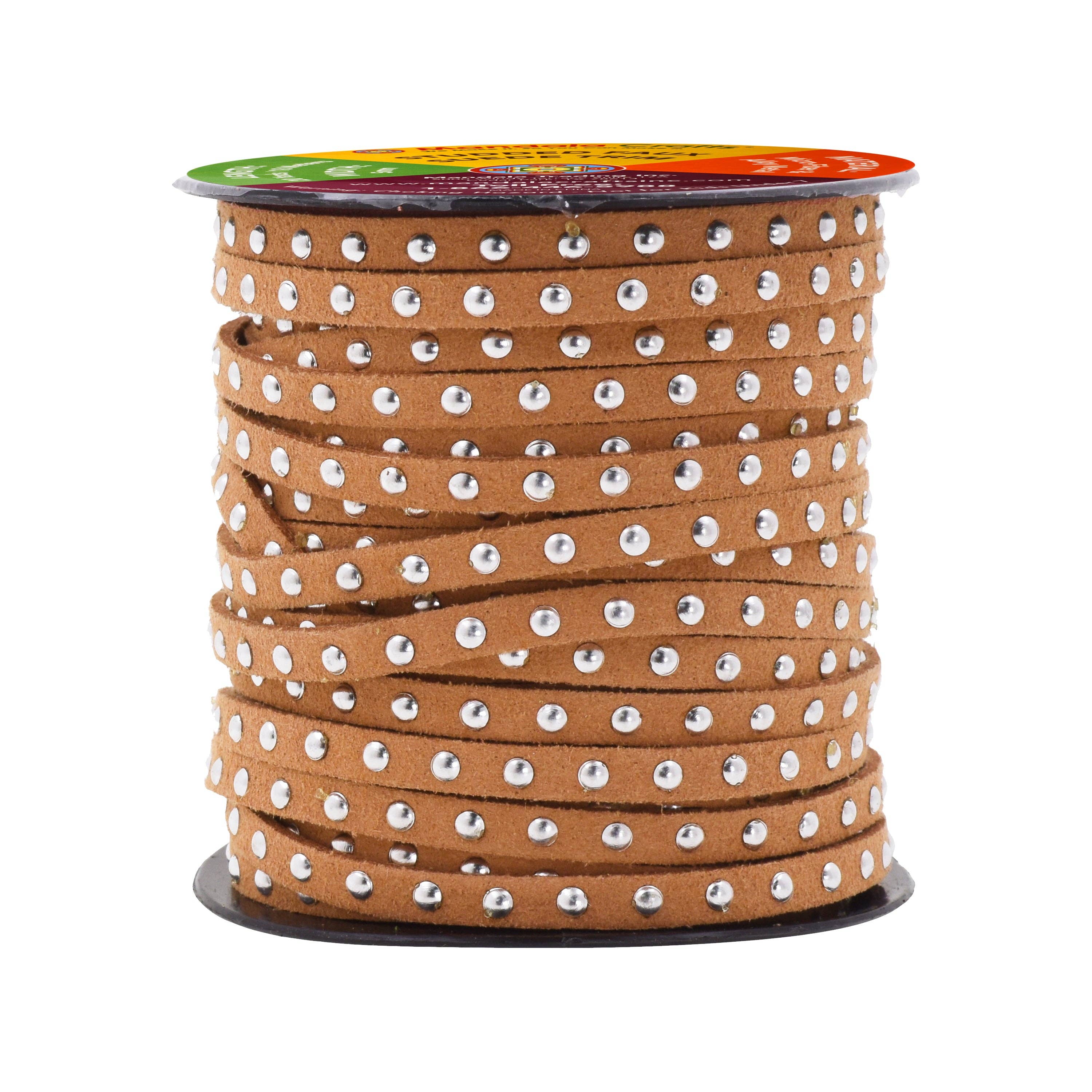 Mandala Crafts - Wholesale Craft supplies - 5mm Studded Faux Suede Cord Rope for Jewelry Making5