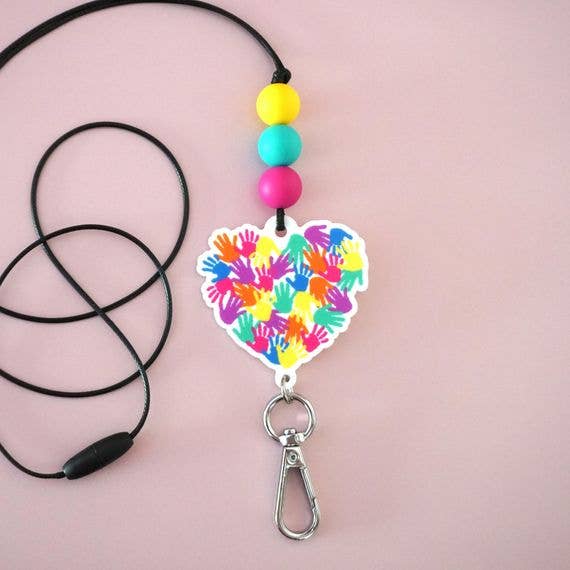 'Heart of Hands' Harmony Day Teacher Silicone & Acrylic Lany for wholesale by Girlfetti