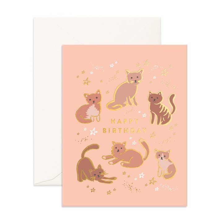 Birthday Cats Greeting Card for wholesale by Fox & Fallow