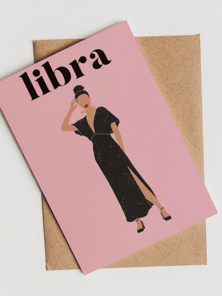 Libra Note Cards - Carta individuale per la vendita all'ingrosso da parte di Lolita K Studio