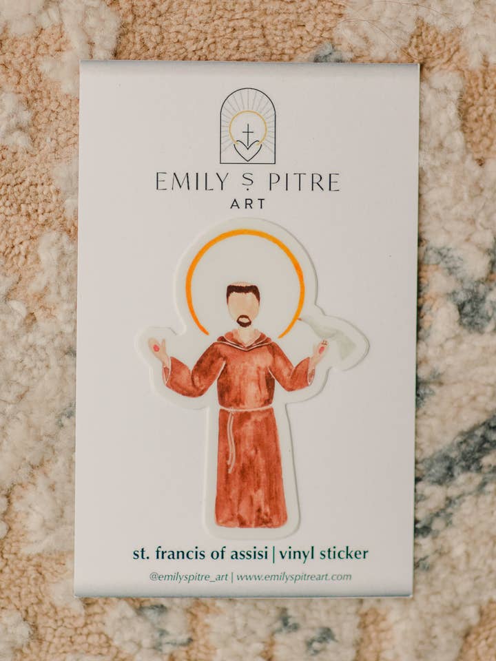 St. Francis of Assisi Sticker for wholesale by Emily S Pitre Art